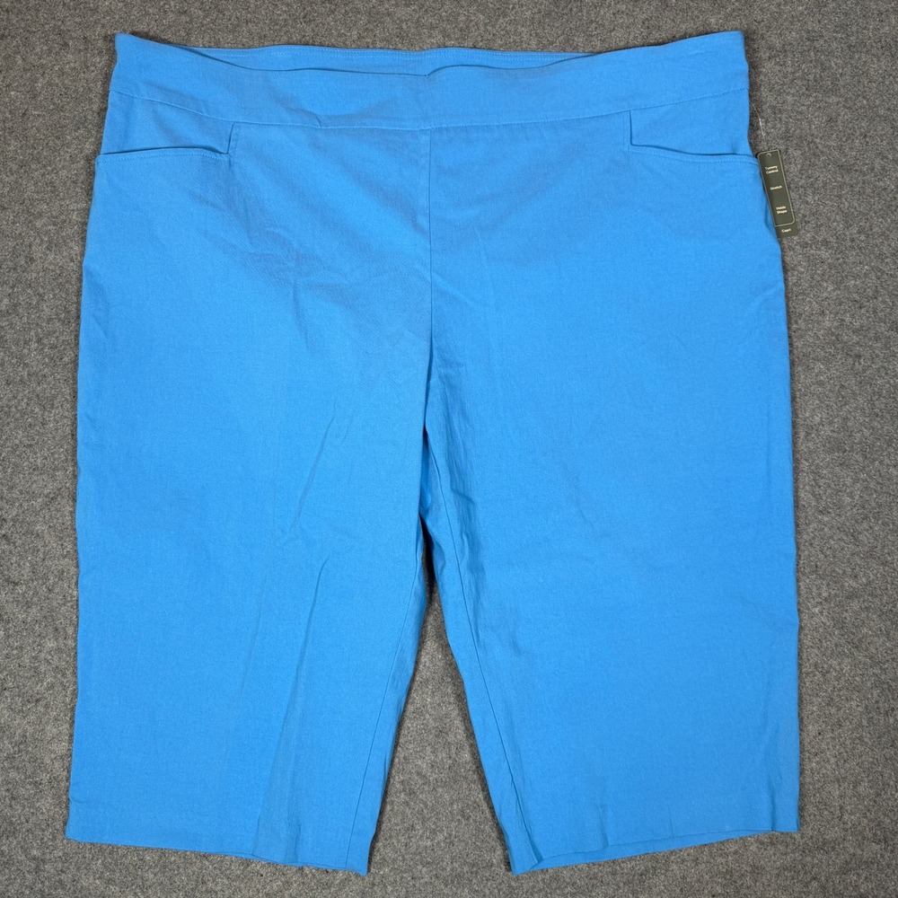 NEW Terra & Sky Millennium Capri Pants Plus 4X 28W-30W Blue Tummy Control